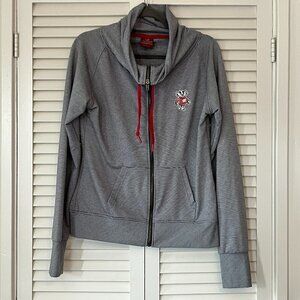Wisconsin Badgers full zip jacket women grey striped women large